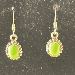 Sterling Silver Earrings With Green Stones